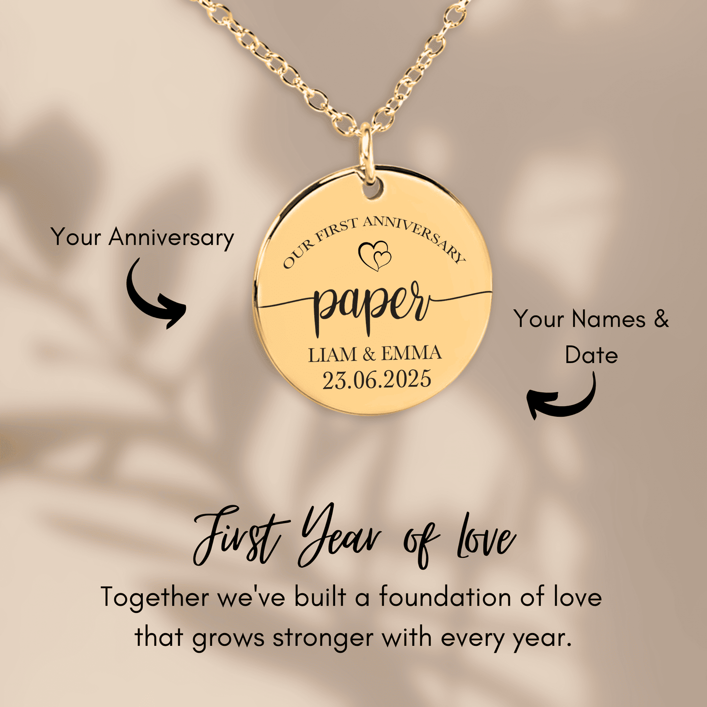 1st Paper Anniversary Coin Necklace