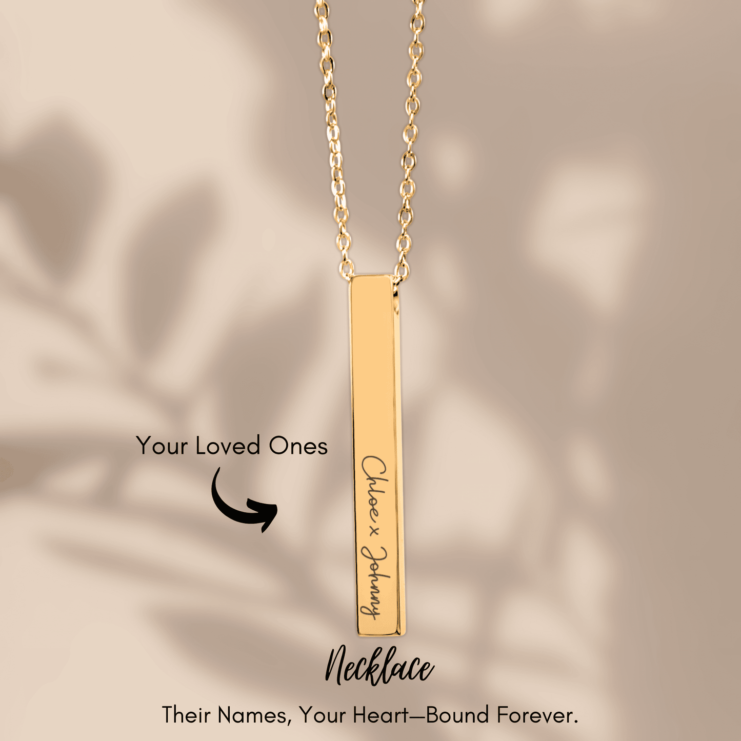 Sleek Pendant Custom Names Necklace