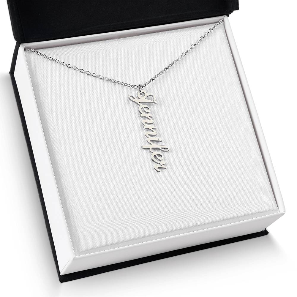 Vertical Name Necklace W/MC