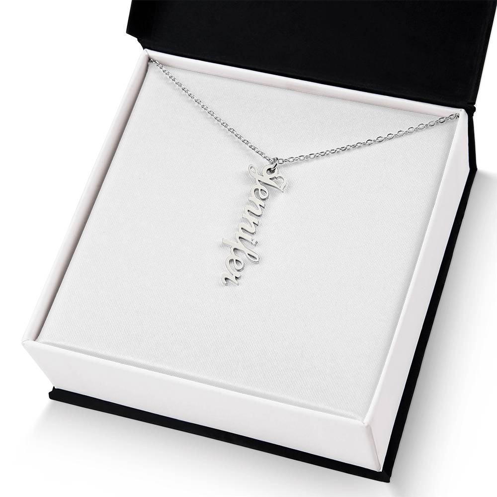 Vertical Name Necklace W/MC