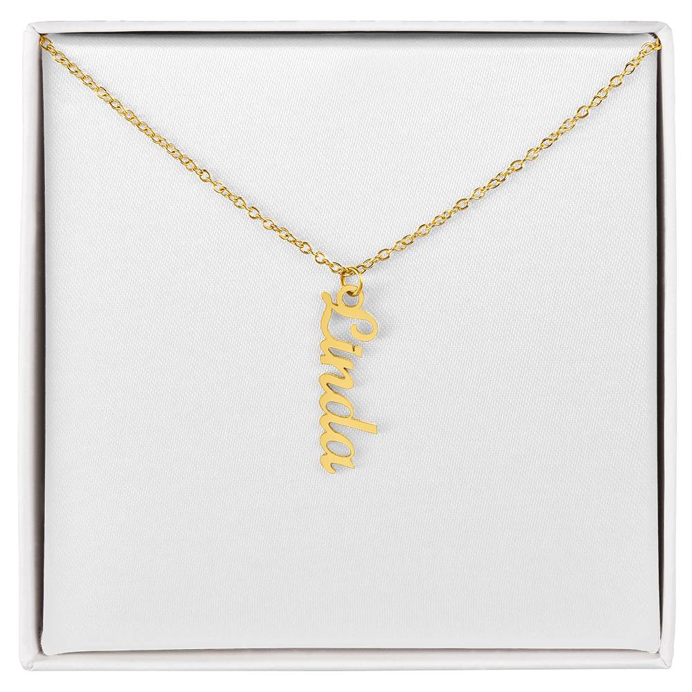 Vertical Name Necklace W/MC