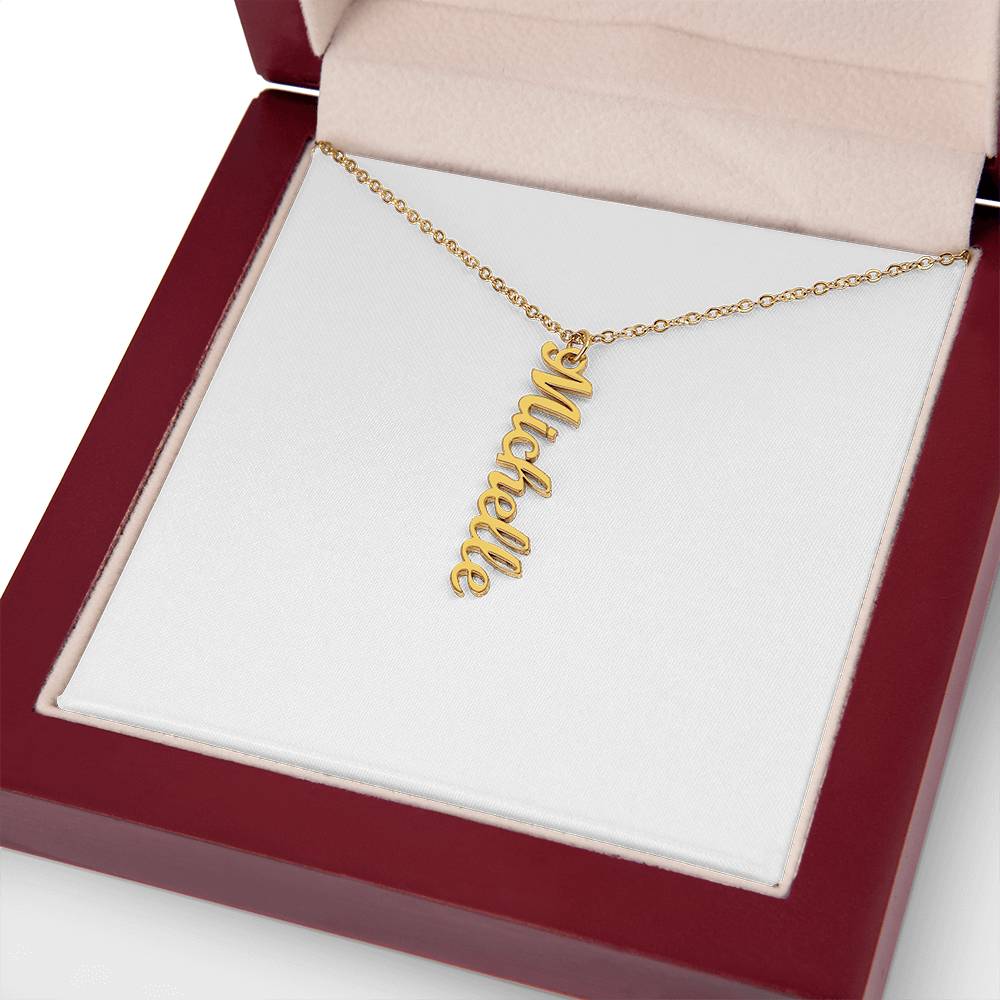 Vertical Name Necklace W/MC