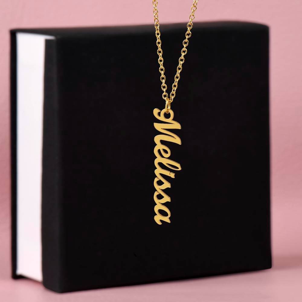 Vertical Name Necklace W/MC