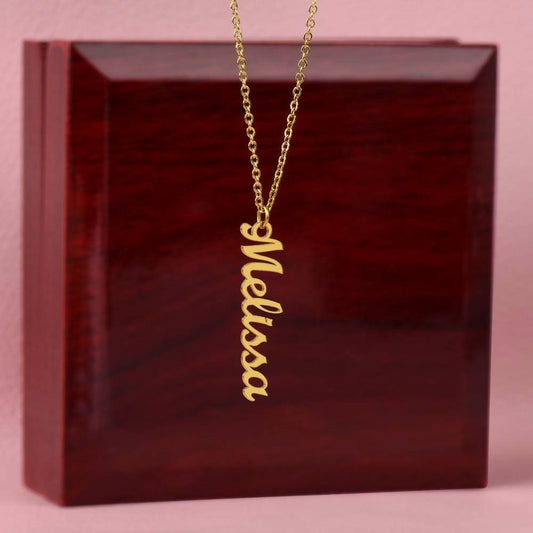 Vertical Name Necklace W/MC