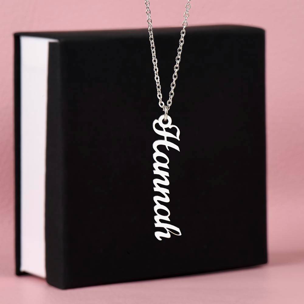 Vertical Name Necklace W/MC