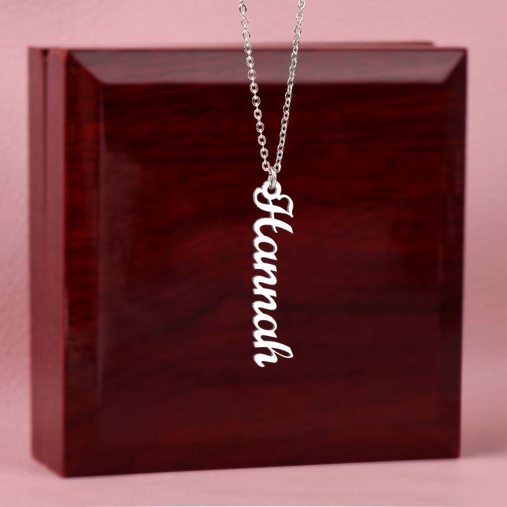 Vertical Name Necklace W/MC