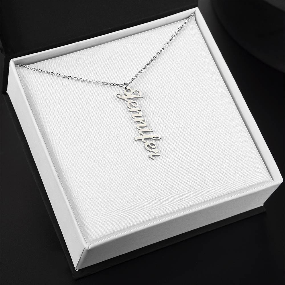 Vertical Name Necklace W/MC