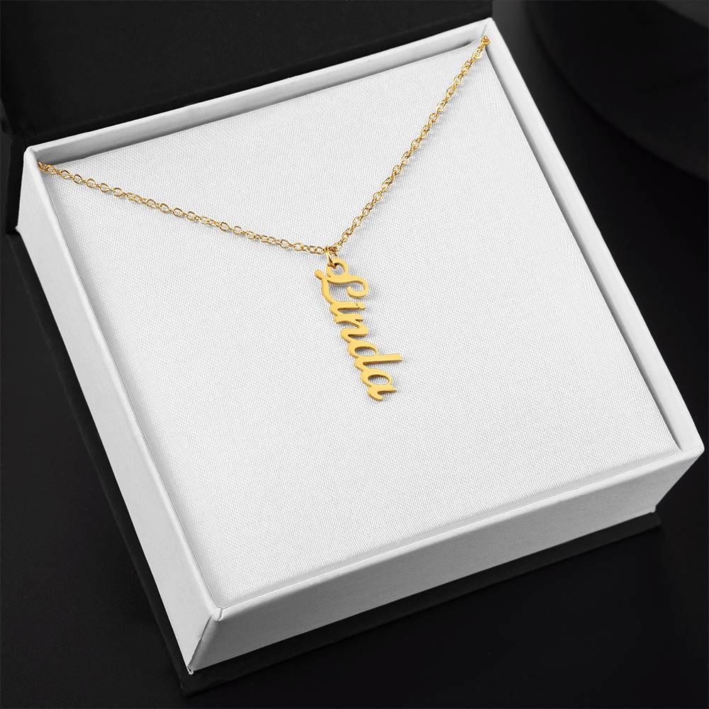 Vertical Name Necklace W/MC