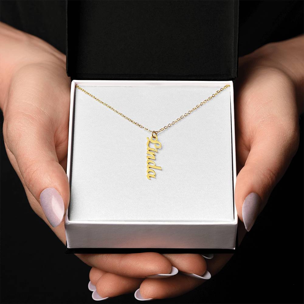 Vertical Name Necklace W/MC