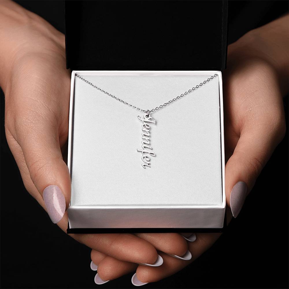 Vertical Name Necklace W/MC