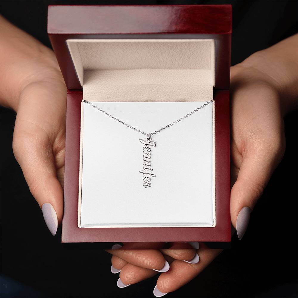 Vertical Name Necklace W/MC