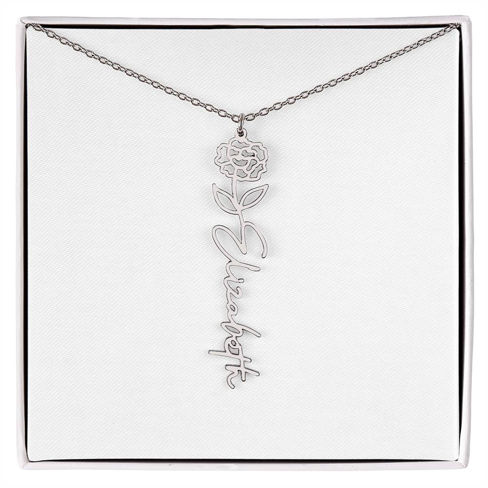 Flower + Your Name Necklace