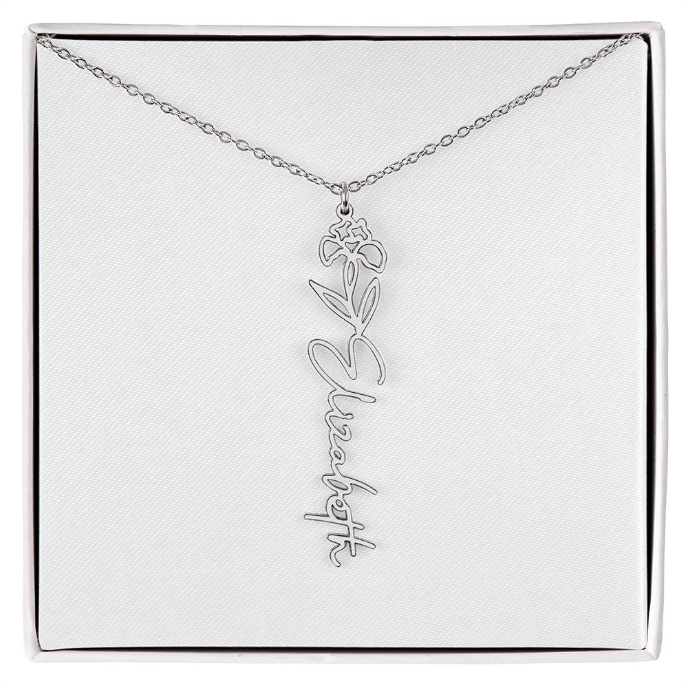 Flower + Your Name Necklace