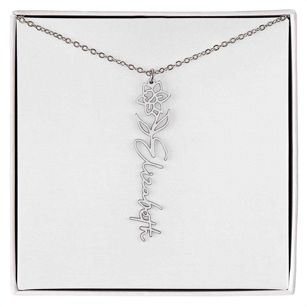 Flower + Your Name Necklace