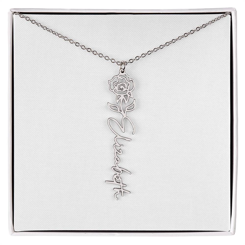 Flower + Your Name Necklace