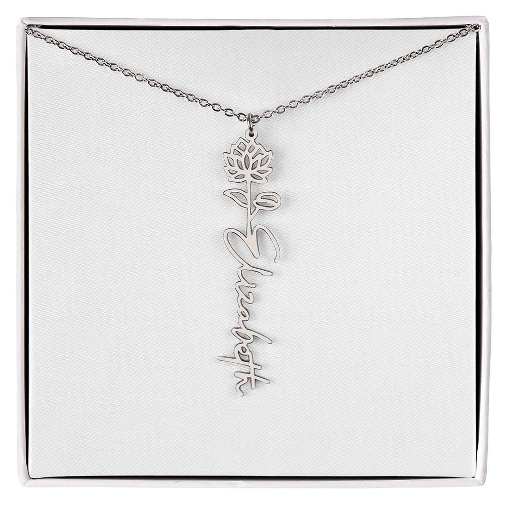 Flower + Your Name Necklace