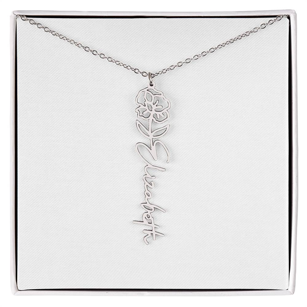 Flower + Your Name Necklace