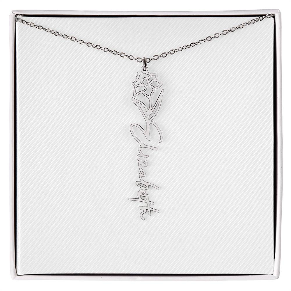 Flower + Your Name Necklace