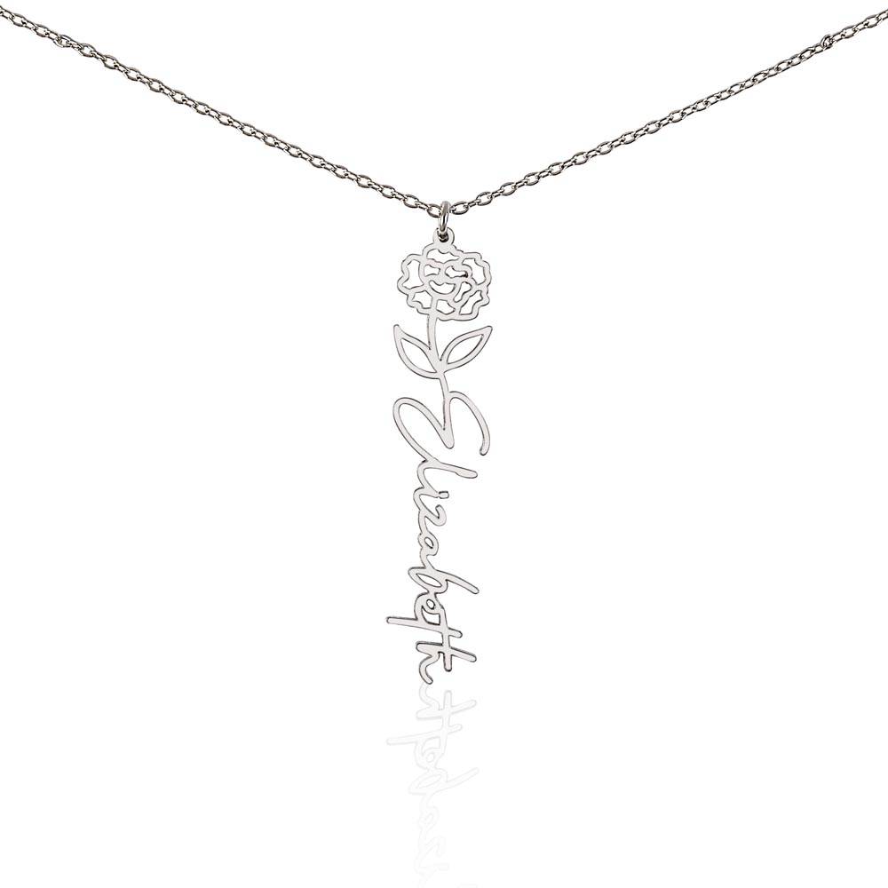 Flower + Your Name Necklace