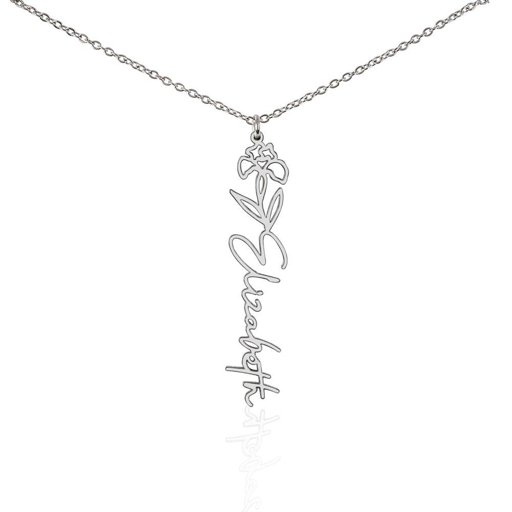 Flower + Your Name Necklace