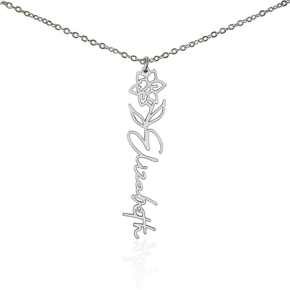 Flower + Your Name Necklace