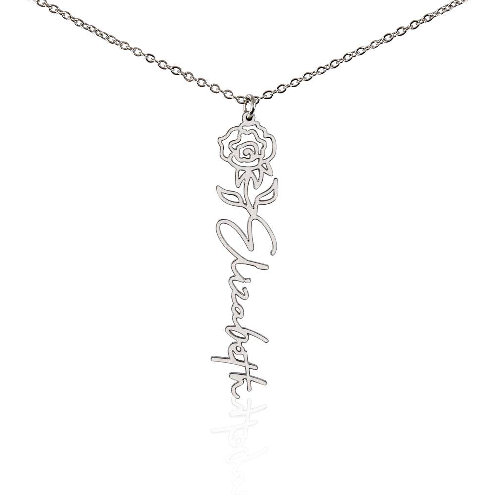 Flower + Your Name Necklace