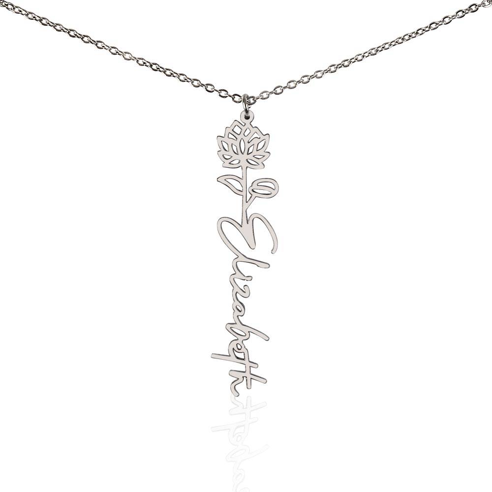 Flower + Your Name Necklace