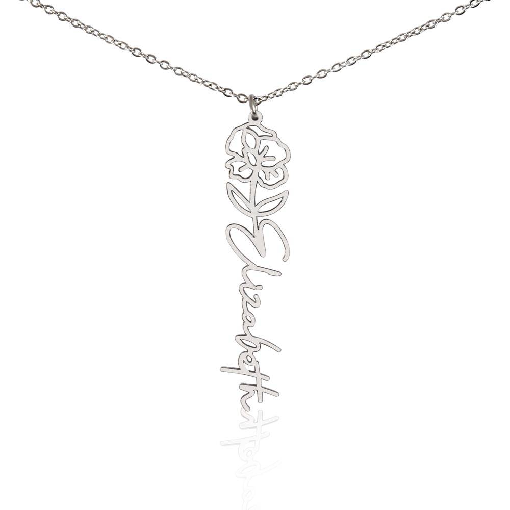 Flower + Your Name Necklace