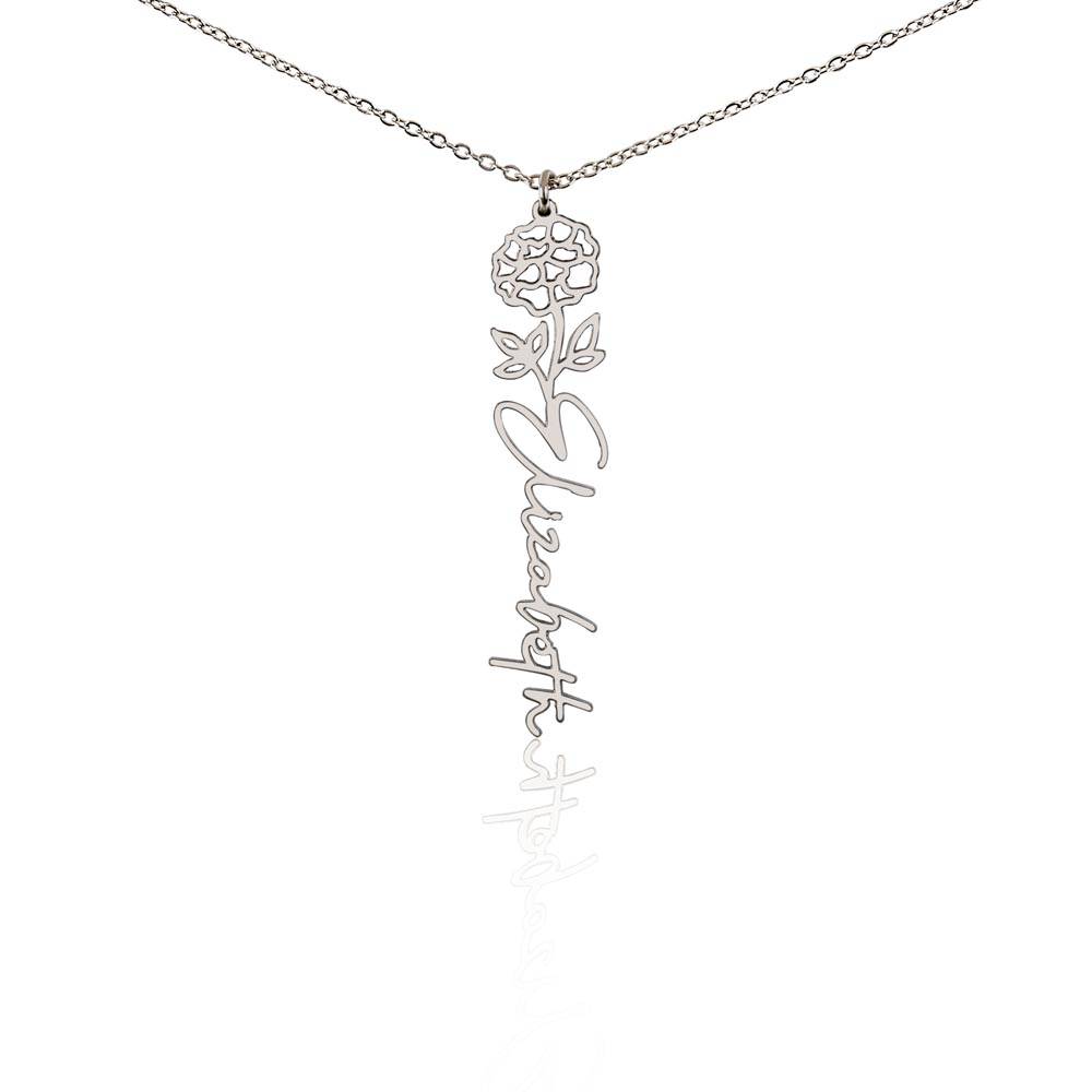 Flower + Your Name Necklace