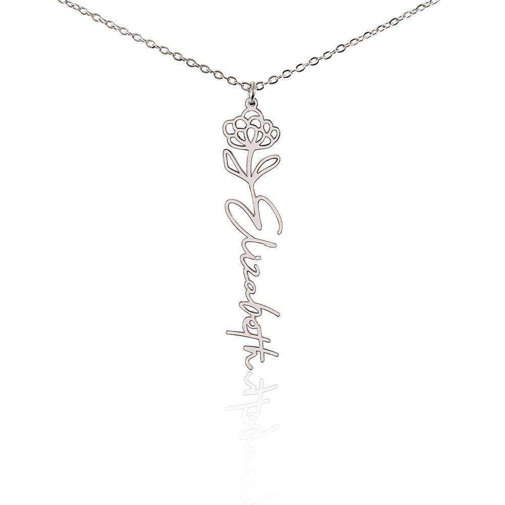 Flower + Your Name Necklace