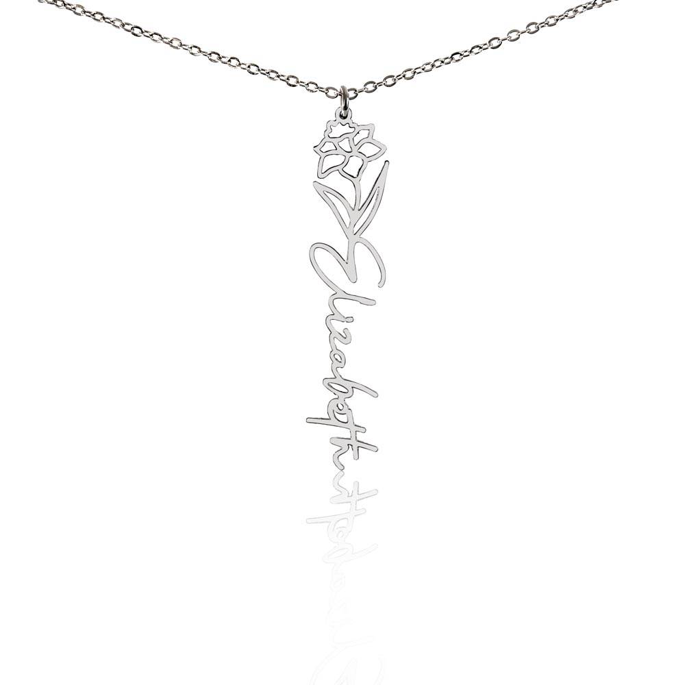 Flower + Your Name Necklace