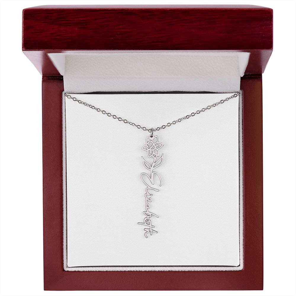 Flower + Your Name Necklace