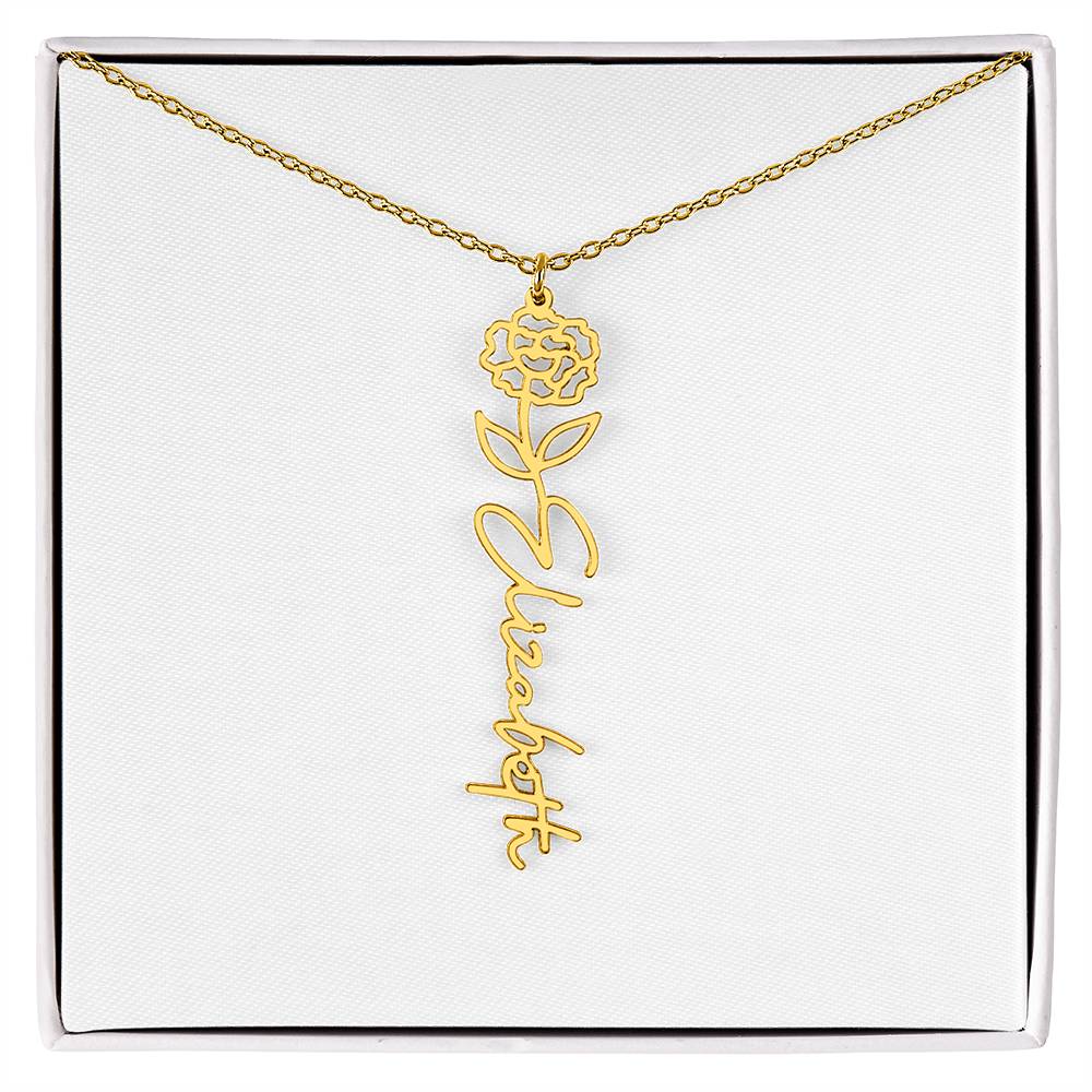 Flower + Your Name Necklace