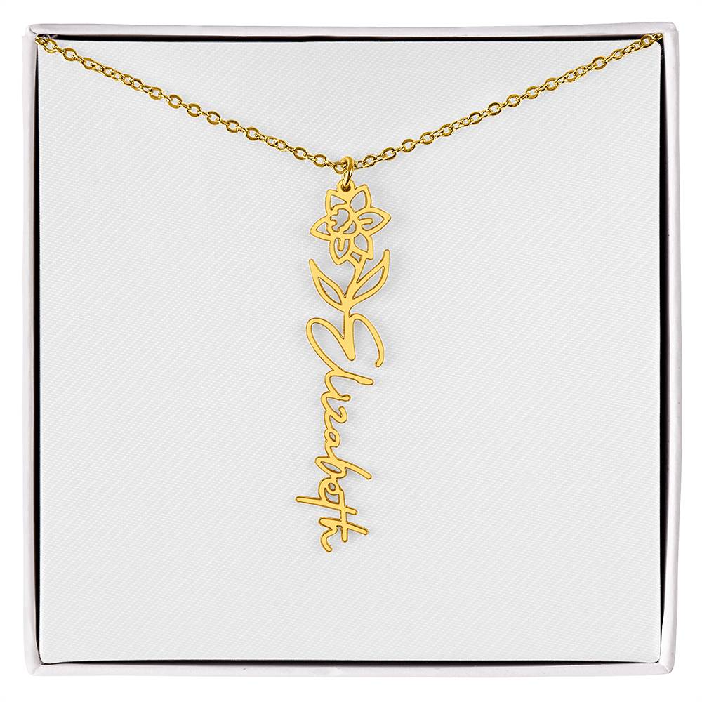 Flower + Your Name Necklace