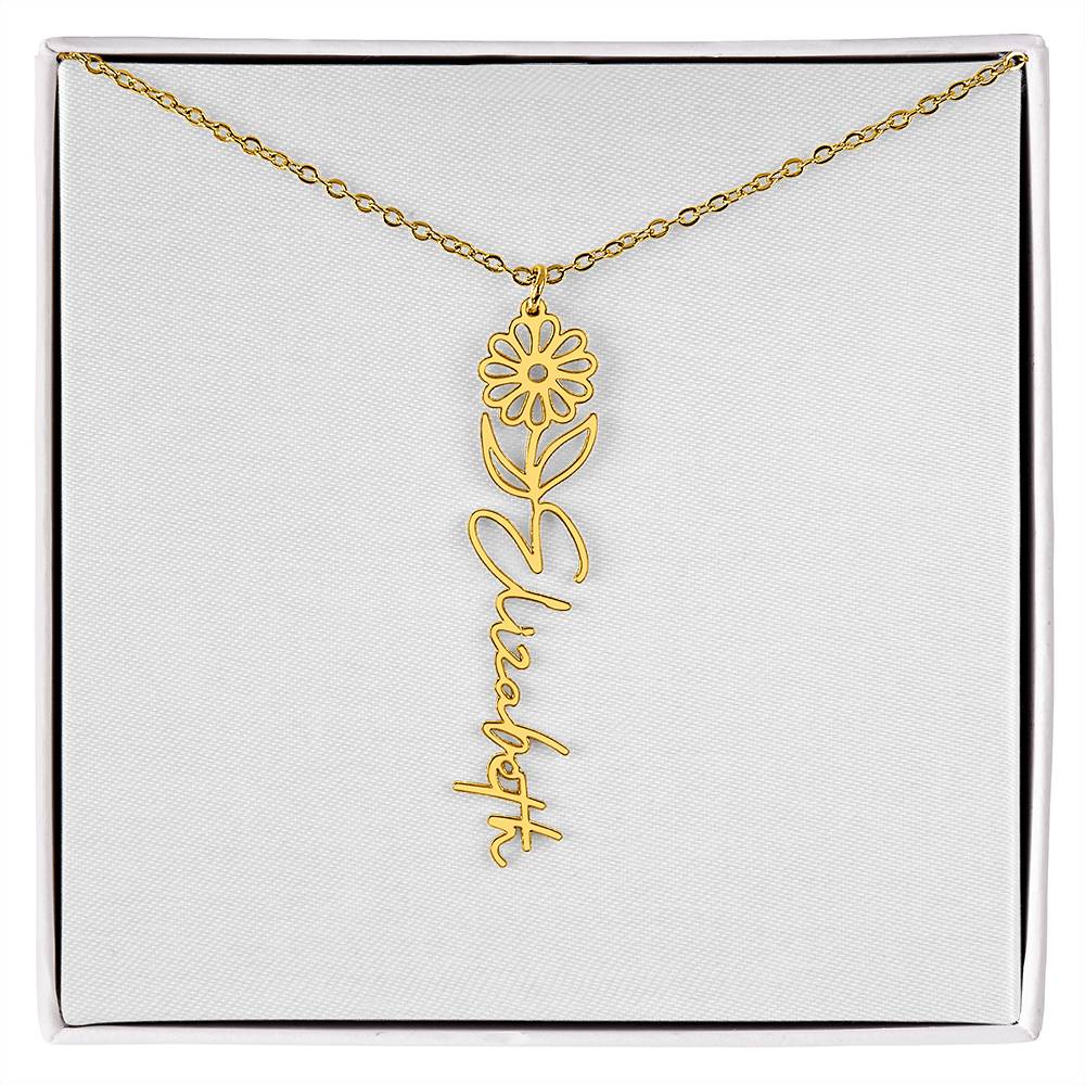 Flower + Your Name Necklace