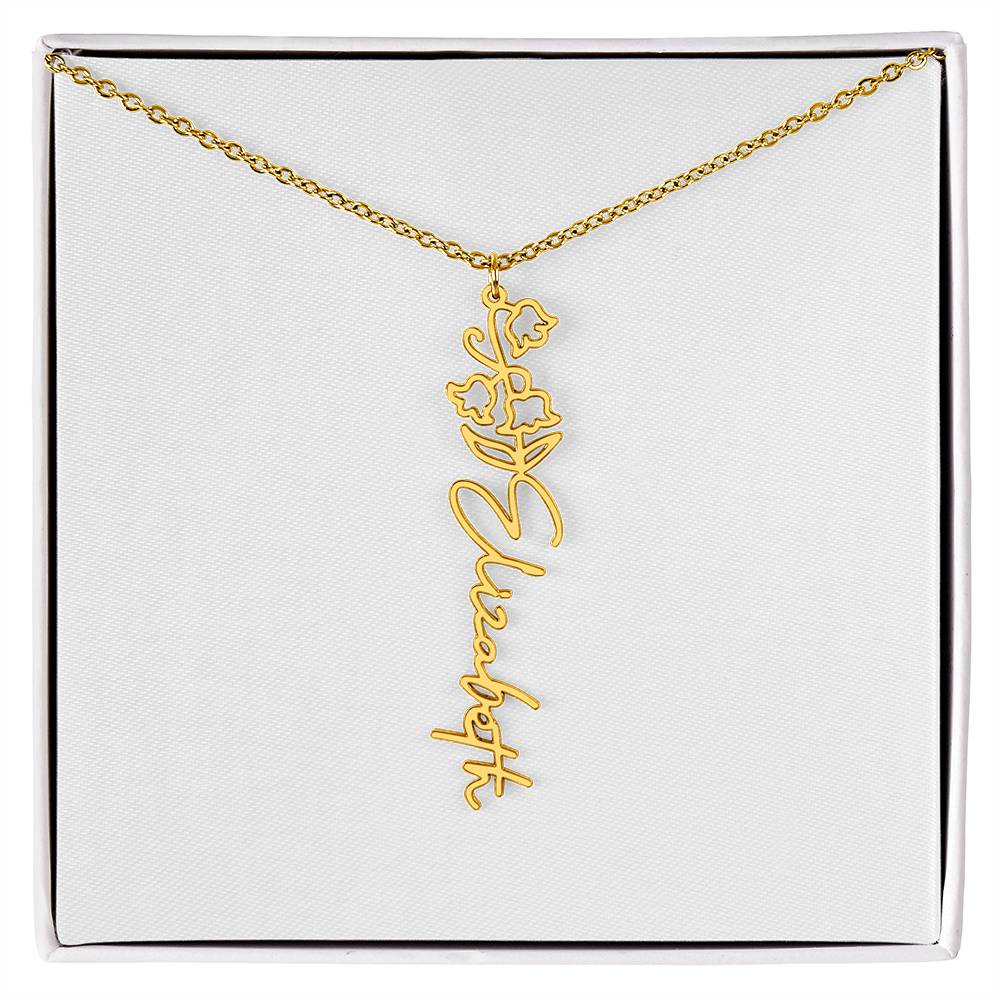 Flower + Your Name Necklace