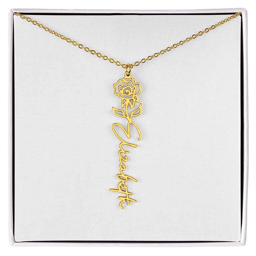 Flower + Your Name Necklace