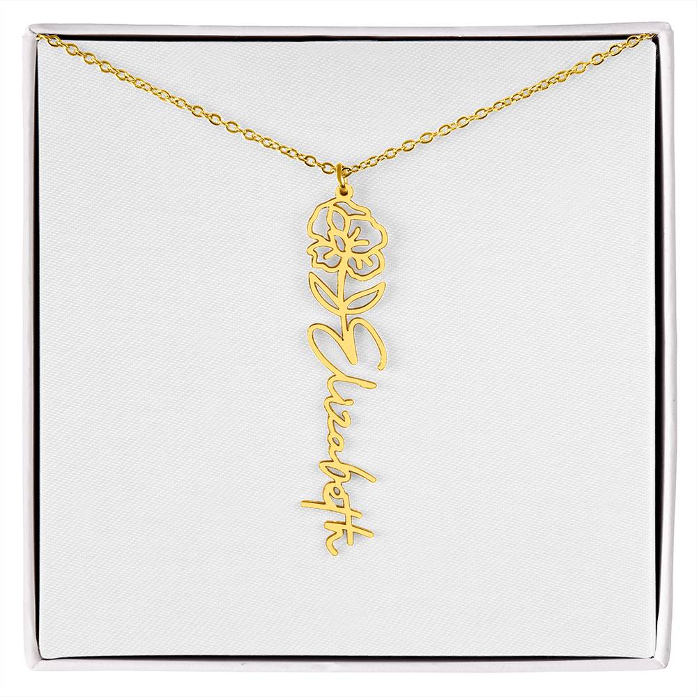 Flower + Your Name Necklace