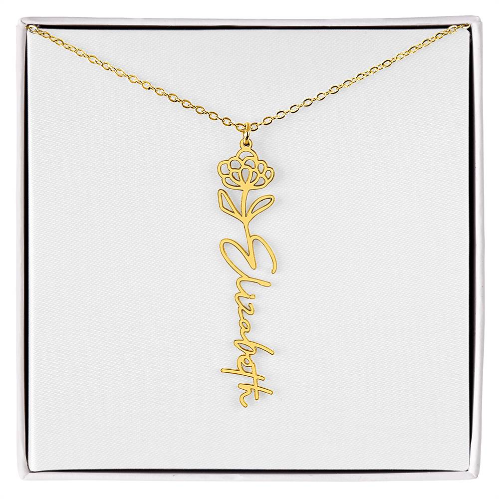 Flower + Your Name Necklace