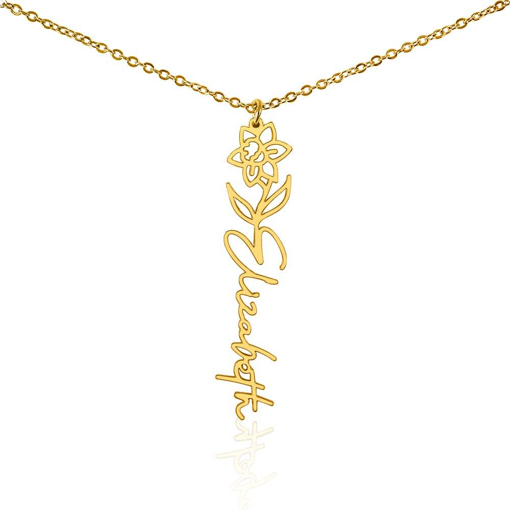 Flower + Your Name Necklace