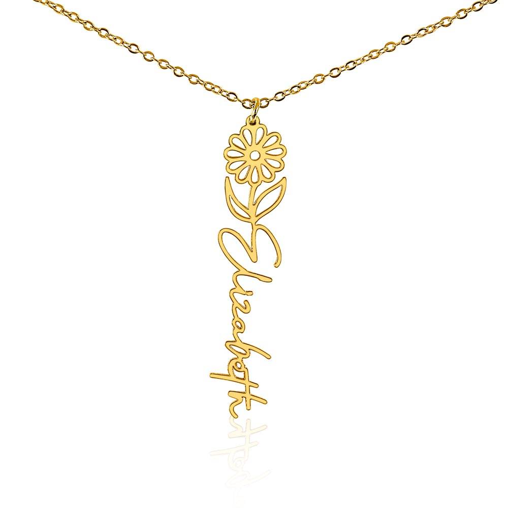 Flower + Your Name Necklace