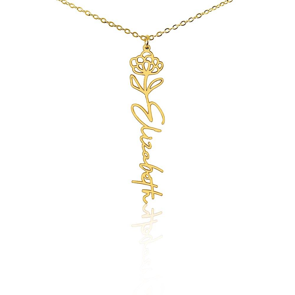 Flower + Your Name Necklace