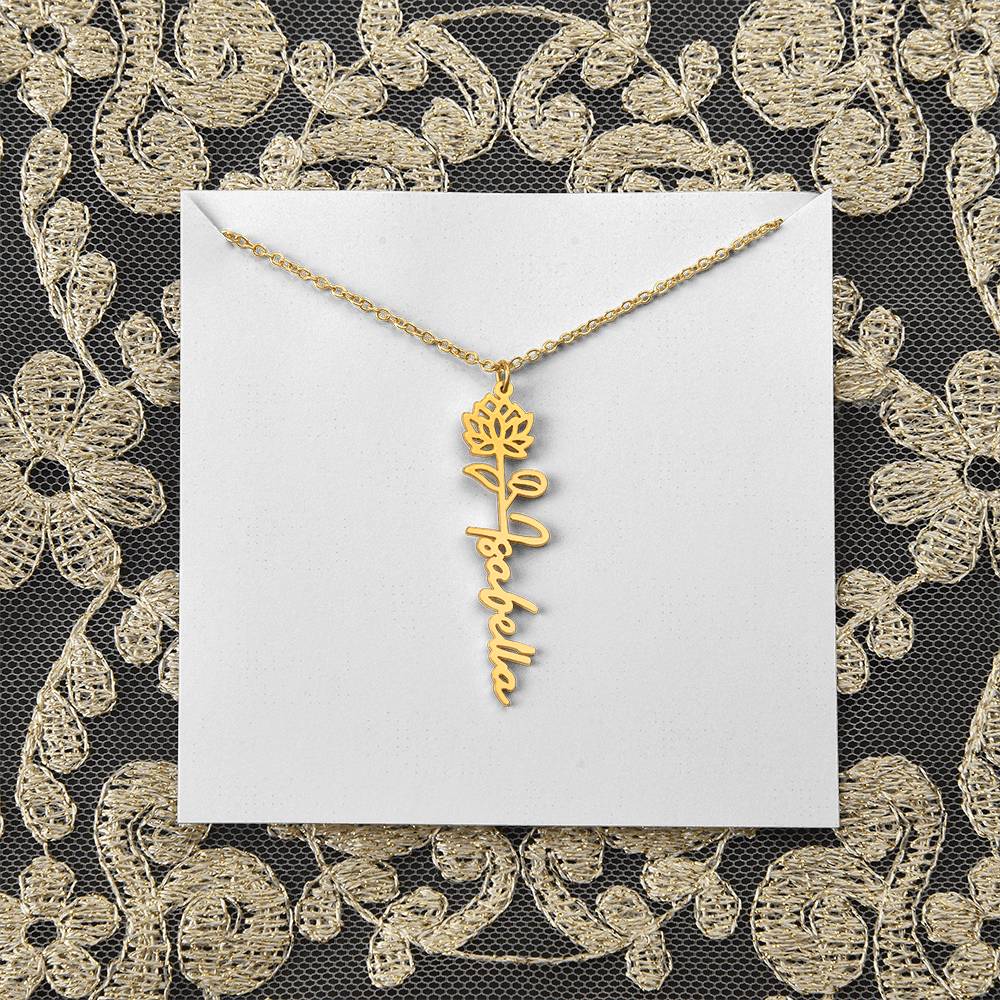 Flower + Your Name Necklace