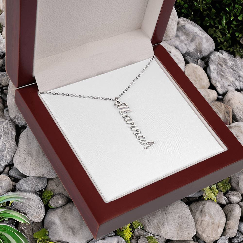 Vertical Name Necklace W/MC