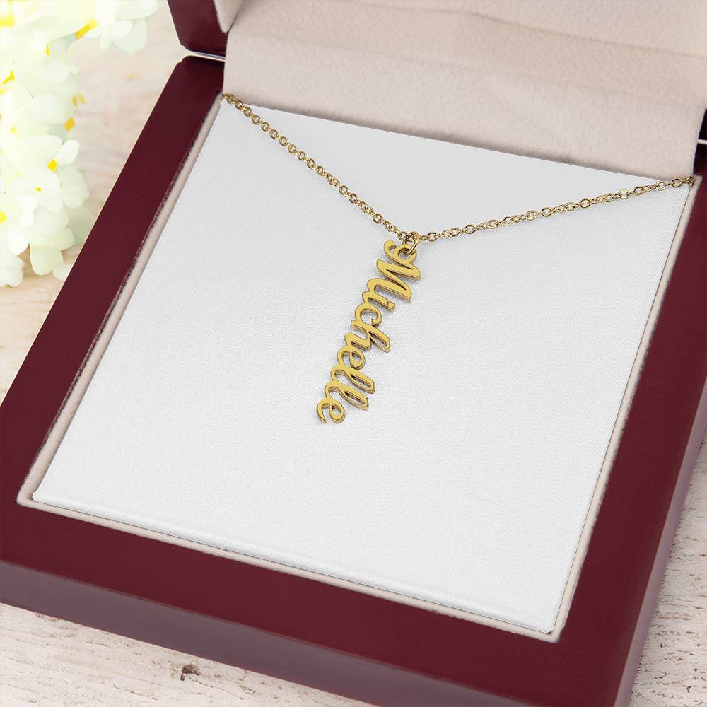 Vertical Name Necklace W/MC