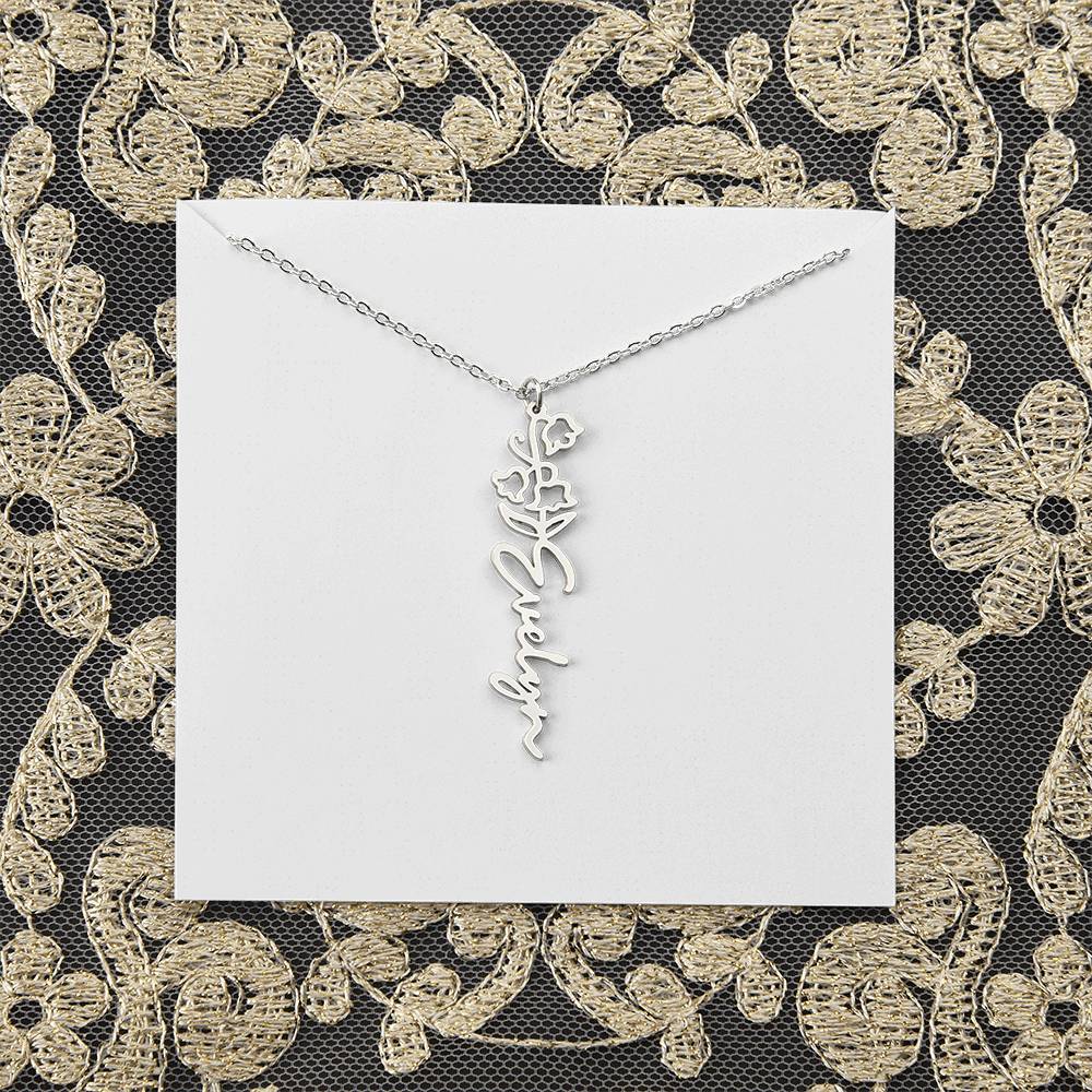 Flower + Your Name Necklace