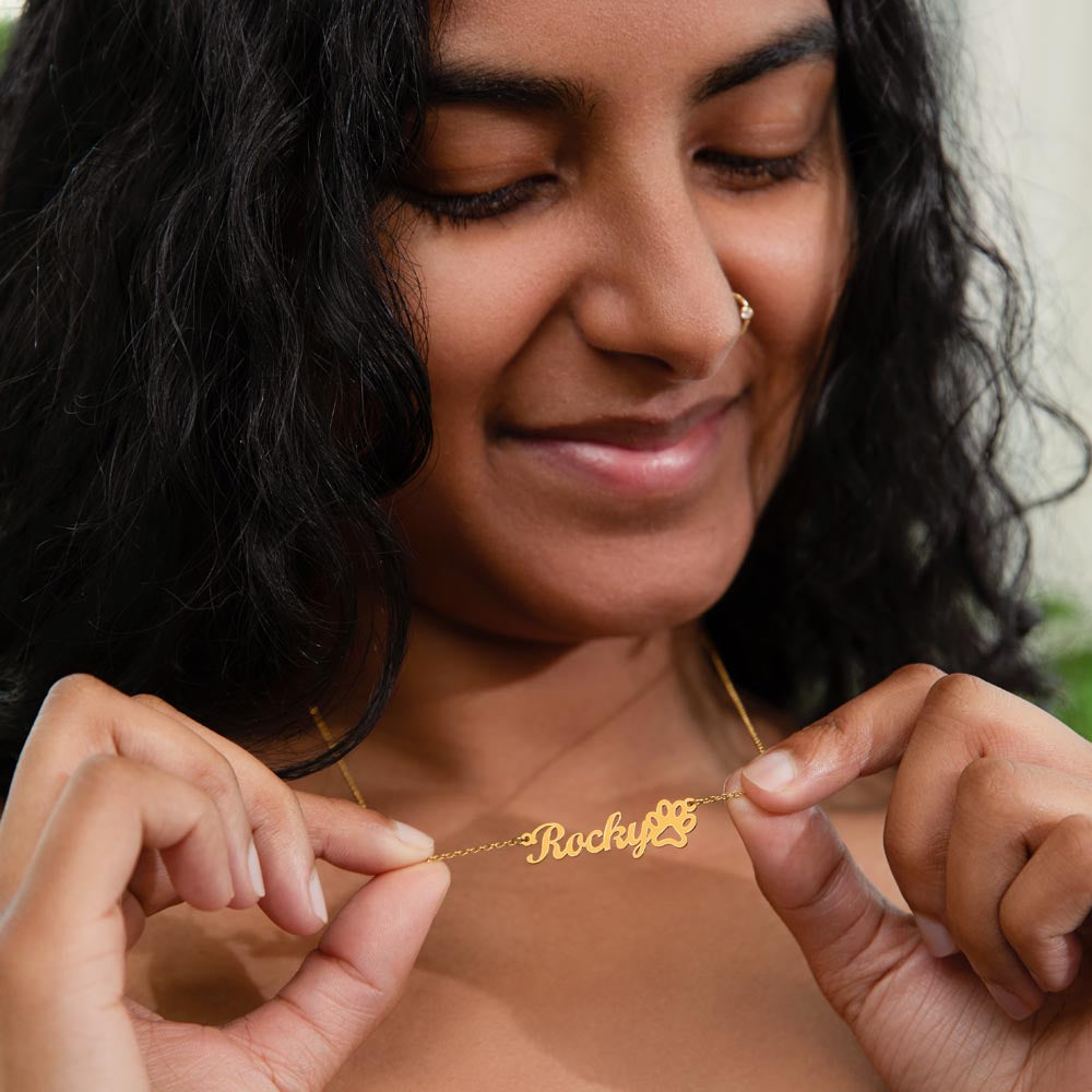 Paw Print + Your Name Necklace