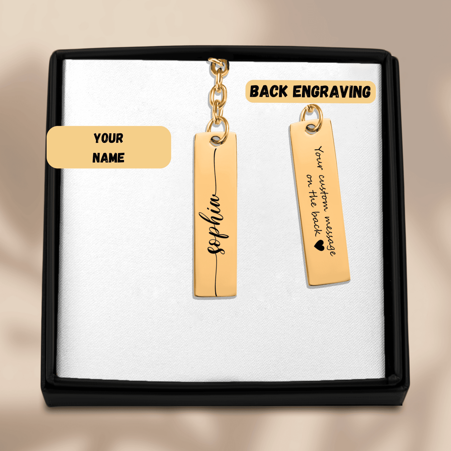 Custom Name Vertical Bar Keychain