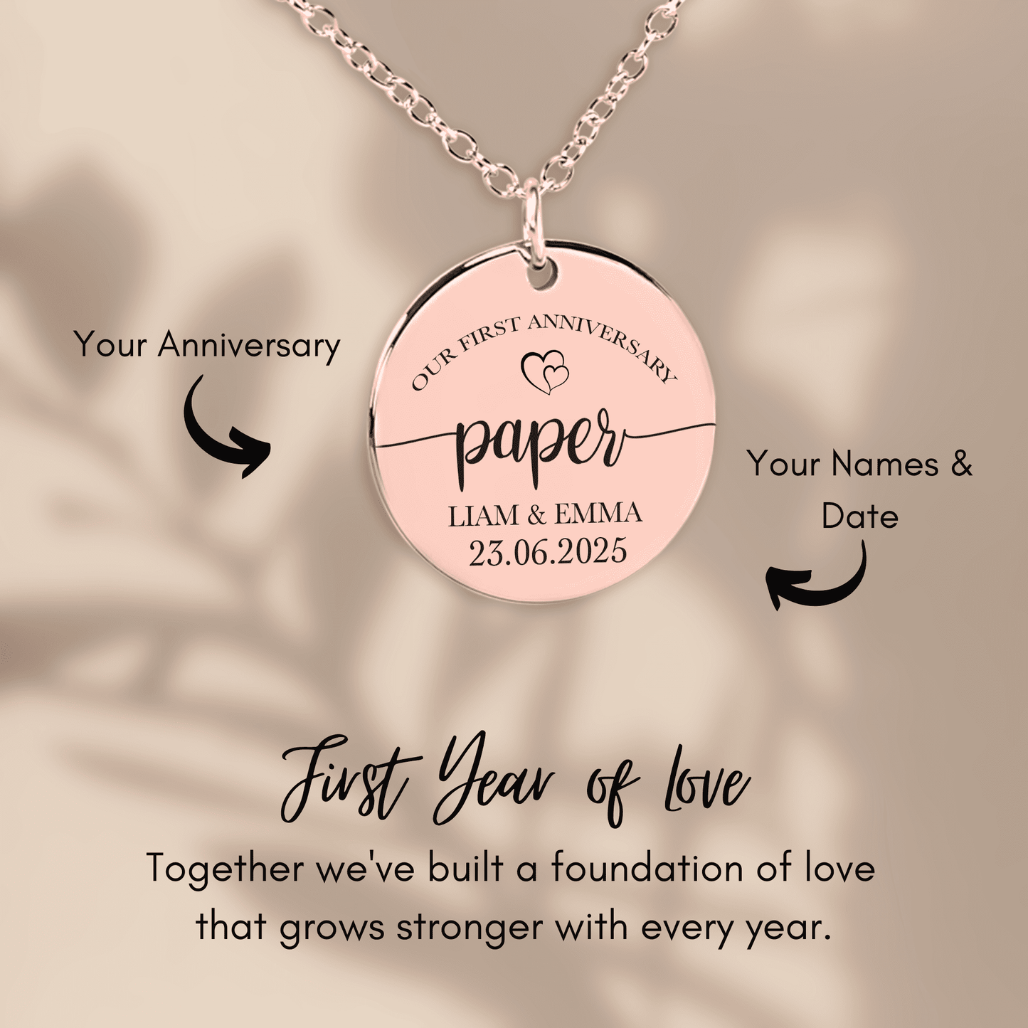 1st Paper Anniversary Coin Necklace