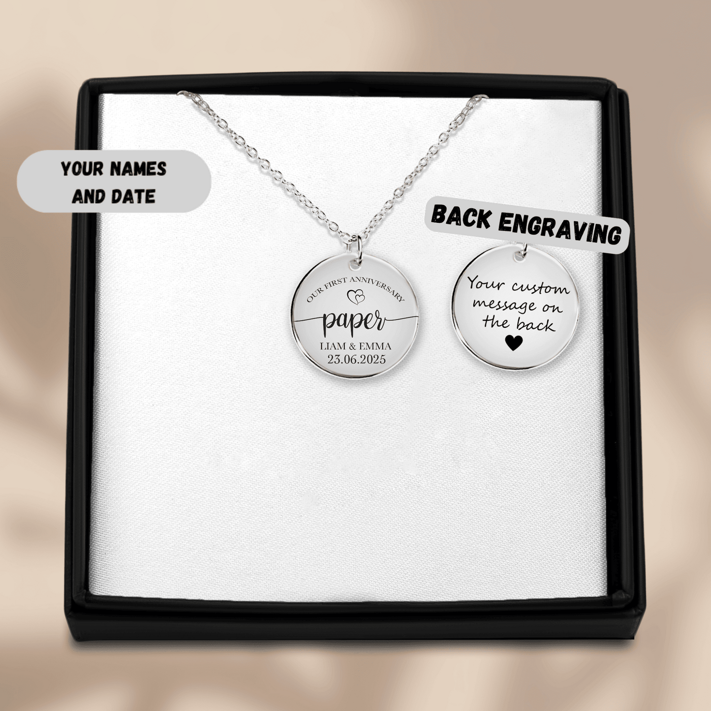 1st Paper Anniversary Coin Necklace